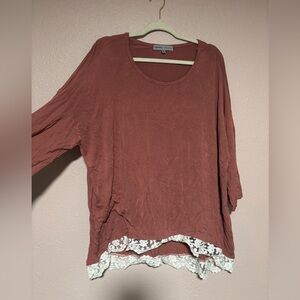 Dusty Rose Top with Lace Hem